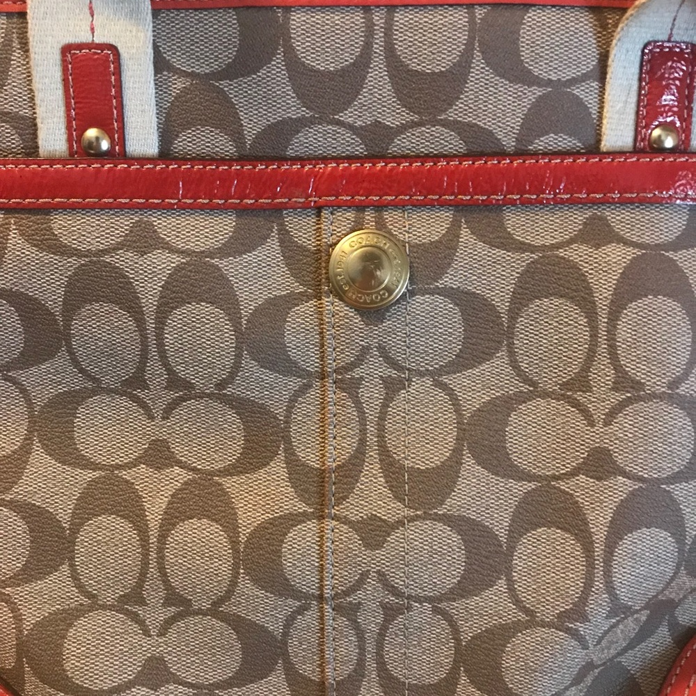 AUTHENTIC COACH SIGNATURE HERITAGE STRIPE TOTE‼️‼️ - Picture 3 of 8
